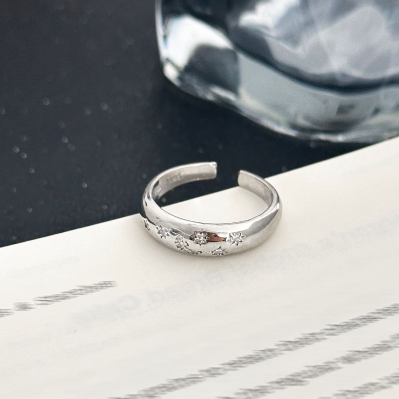 

Кансай Серебро Холодный Ветер Пара Ручные Украшения Циркон Zircon Moon Ring