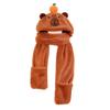 Adorable Capybara Plush Hat, Scarf & Gloves Set - Winter Cartoon Ear Protection