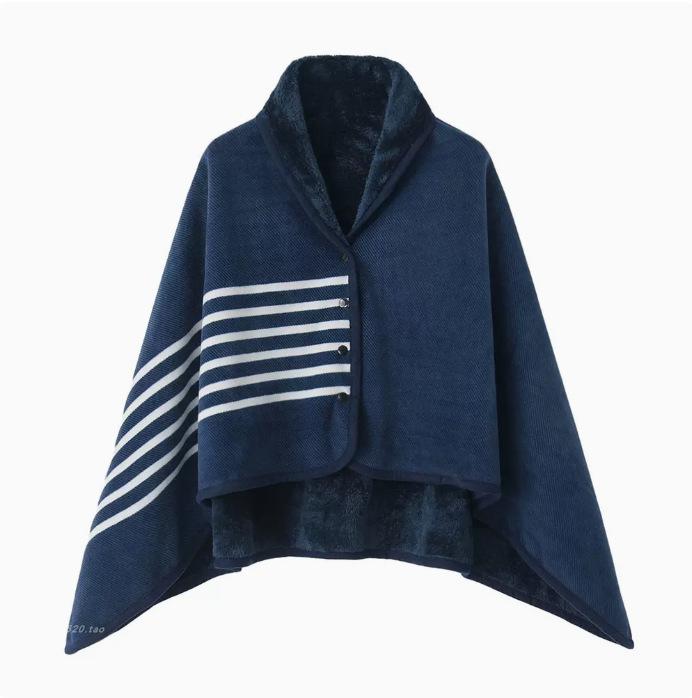 Dual-Purpose Warm Shawl Blanket - Double-Layer, Thick, Perfect for Office Naps or Lounging