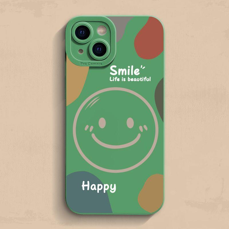 Apple 15promax telefoonhoesje color block smiley face 14 iPhone anti-drop 13 minimalistisch all inclusive 12 zacht 11