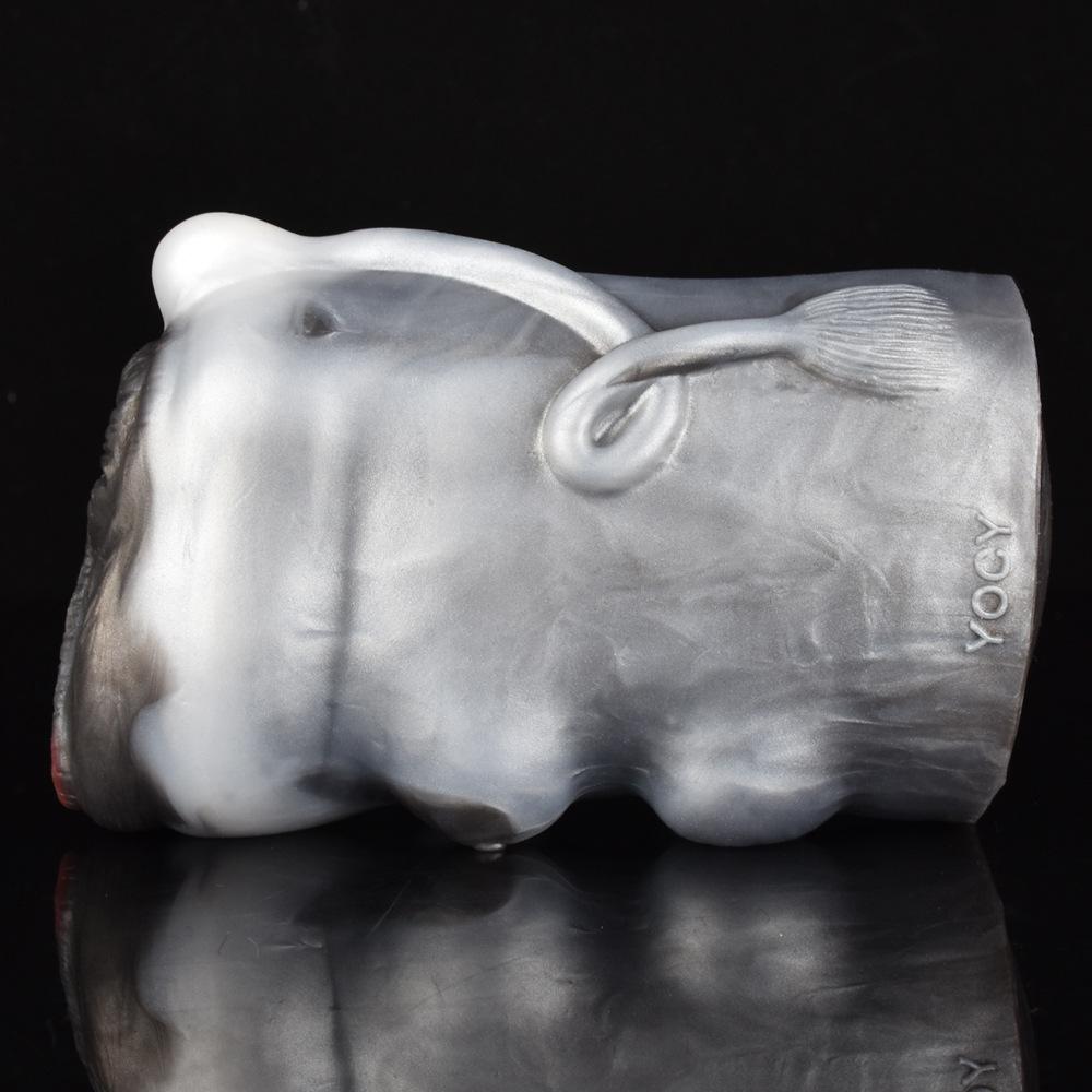 Masturbatoare pentru bărbați Dual Channel Forme ciudate asemănătoare vacii 16*9*6cm 720g Păpuși sexuale din silicon lichid Sex anal/vaginal