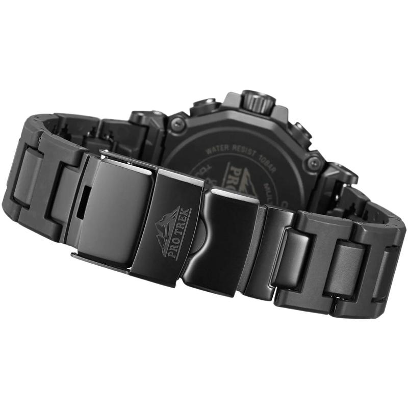 

CASIO 100 meters waterproof solar movement stainless steel case solar Quartz resin stainless steel composite strap men s watch black dial PRW-61FC-1JF чорний