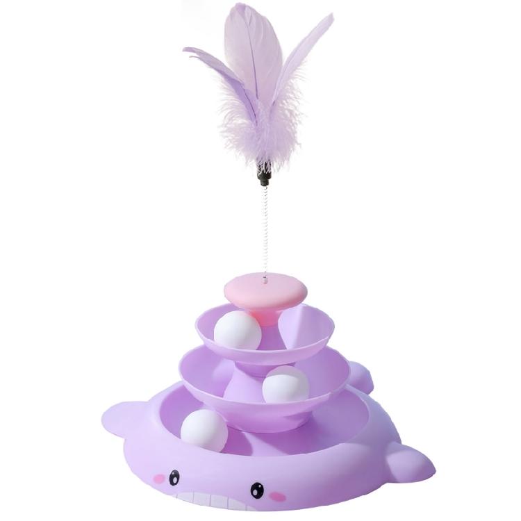 Interactive Cat Toy 3 Level Tower Turntable Ball Track Toy with 3pcs Ball