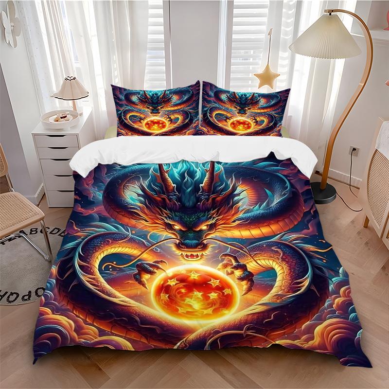 3pcs Dragon Heart Printed Bedding Set, Soft and Comfortable Quilt Cover for Bedroom, Guest Room