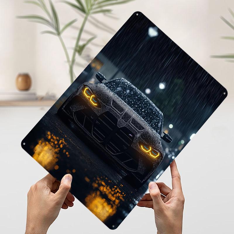 Sports Car M3 In the Rain Printed Poster Customized Wall Art Retro Vintage Metal Tin Signs for Home Gaming Room Decoration Cozy