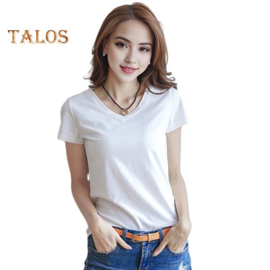 

Жіноча літня футболка з V-подібним вирізом, коротким рукавом, приталена футболка, однотонний пуловер, топи, еластична нижня сорочка, вуличний одяг XL білий