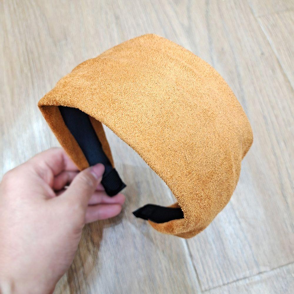 Wide Hairband Vintage Solid Color Women Headband Sweet Hair Hoop Suede Korean Style Hair Hoop