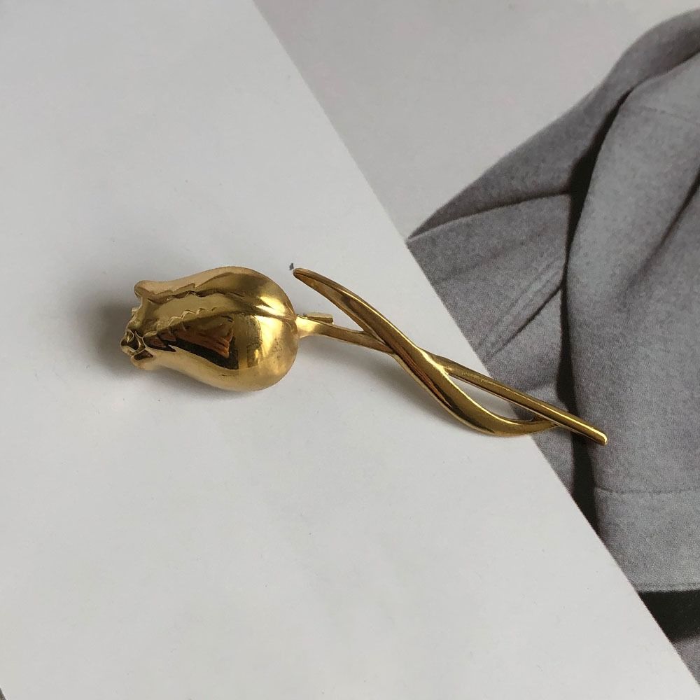 Vintage Rose Flower Brooch Gold Color Rose Brooch Unisex Lapel Pins  Jackets