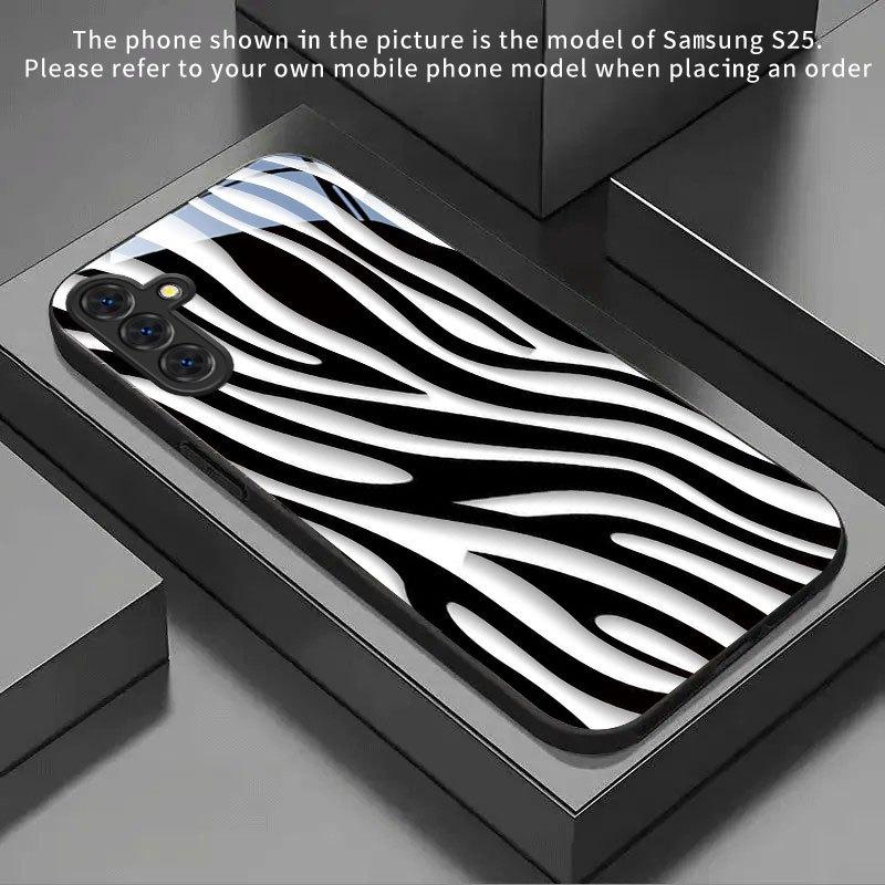 Galvanisierte Glas Handyhülle geeignet für Samsung Galaxy S26 S25 S24 S23 S22 S20 S11 S10 FE/Ultra/Plus Anti-Drop Zebramuster