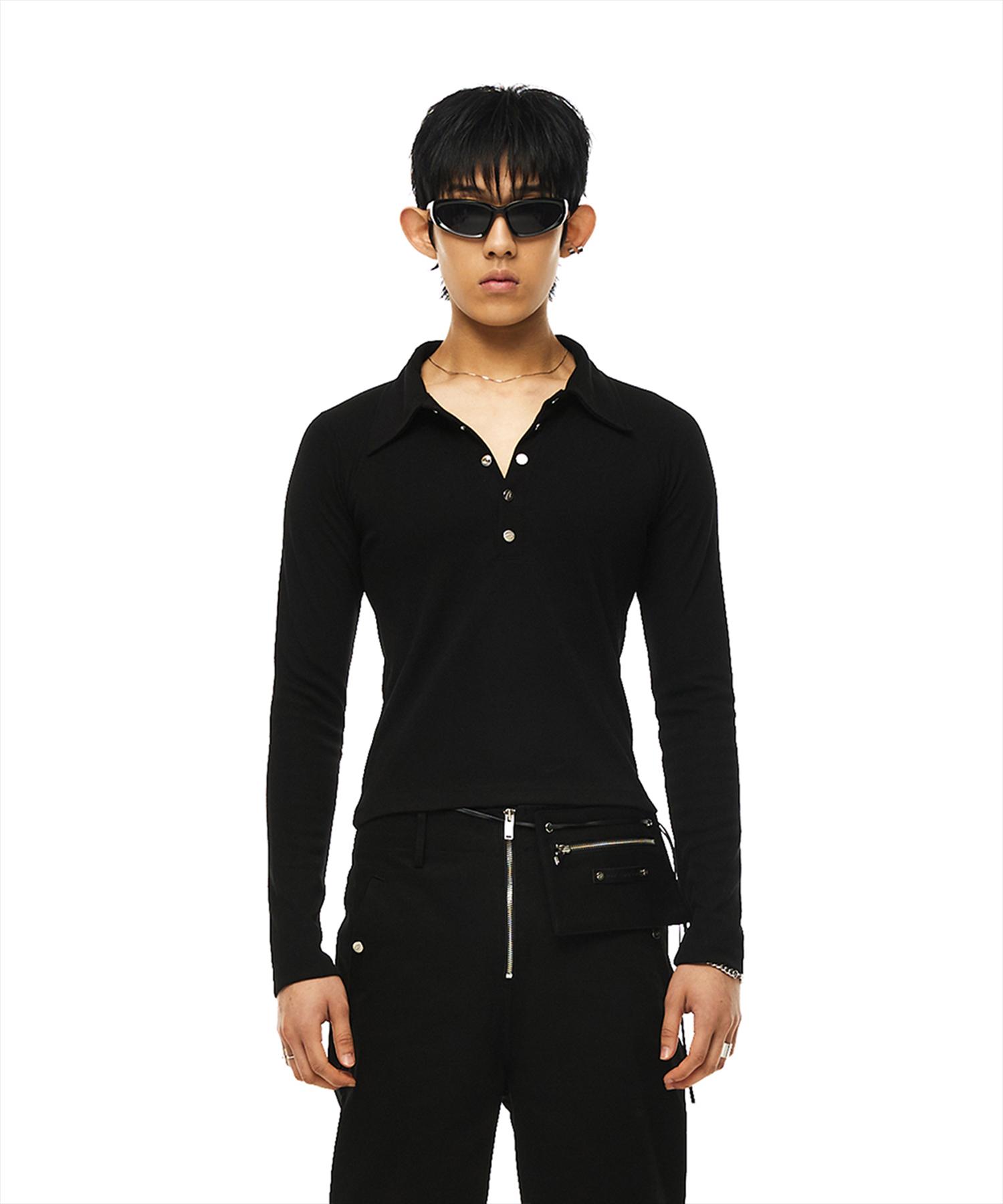 More Than Black Snap Collar Long Sleeve