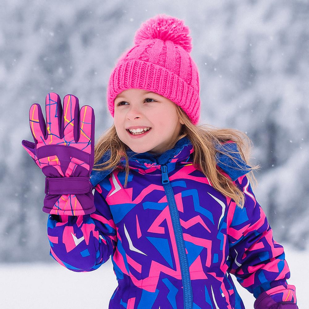 Thicken Children Snow Mittens Waterproof Outdoor Thermal Gloves Unisex Kids Ski Gloves  Skiing