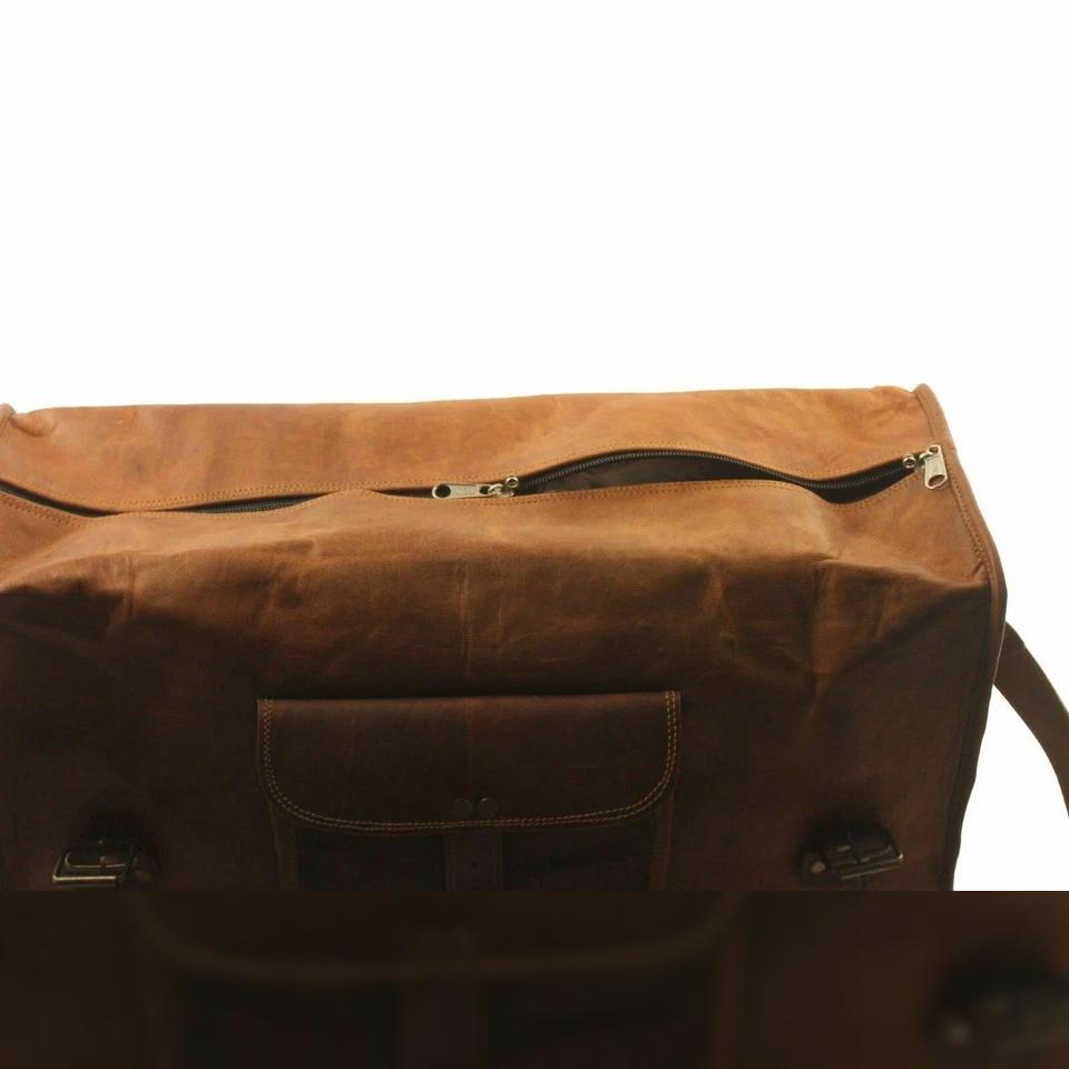Luggage Duffel Slim Bag New Men's Brown Vintage Genuine Leather Goat Hide Travel