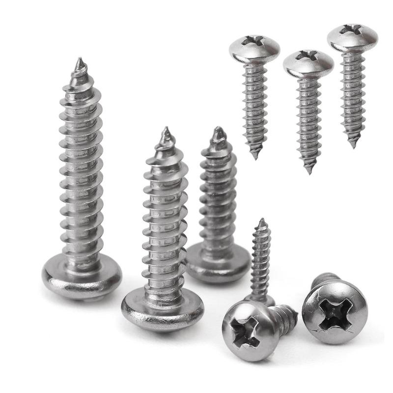 100/10pcs Round Head Self-Tapping Screw Phillips Recessed Truss Head Screws Stainless Steel Mushroom Screw Woodworking Fasteners