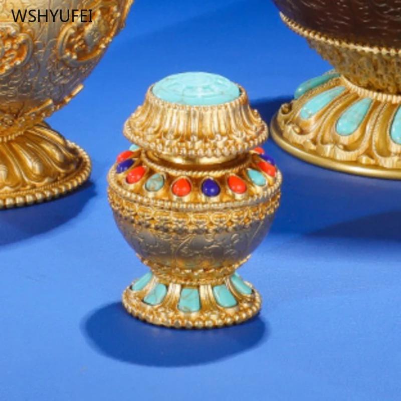 Pure Brass Mani Tibetan Gift Ornaments Feng Shui Accessories Living Room Desktop Home Decor Sacrifice Pray for Auspiciousness