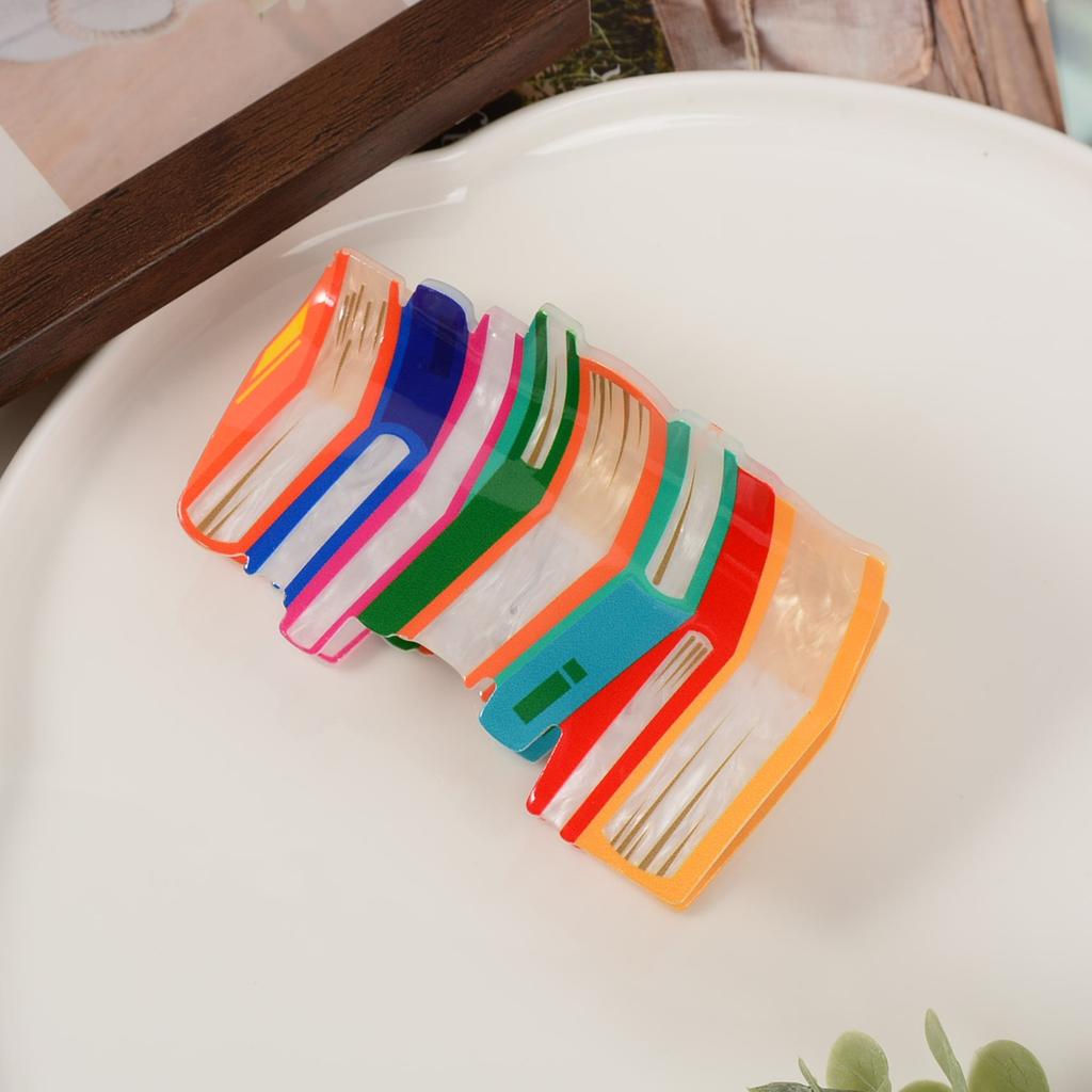 1 Piece of Niche Acrylic Bookshelf Book Candy Colored Hair Clip, Fresh Story Book Hair Clip, Large Y2k Dopamine Disc Hair Clip,