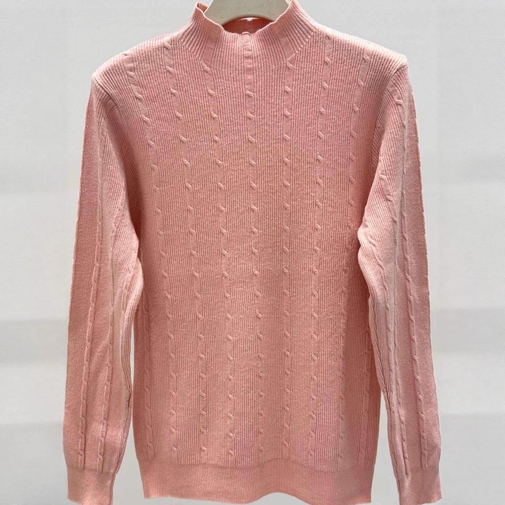 Autumn and winter new fashion versatile semi-turtleneck long-sleeved knitted sweater women's slim and thin sweater top niche bottoming shirt