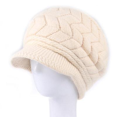 Knitted Fur Rabbit Fashionable Trendy Beanie Warm Keep Lined Fur Plush Hat Winter Women Hats For Woman Outdoor Coldproof Cap