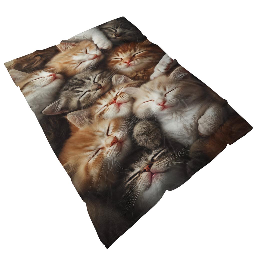 Cute Animal Theme Cats Dogs Lover Flannel Blanket Gifts Soft Warm Thin Blankets for Sofa Bed Car Camping All Season Customizable