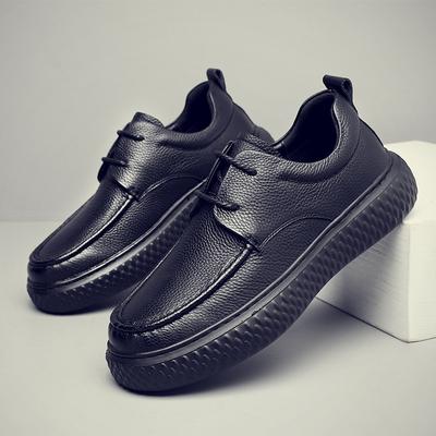 Men's Shoes 2025 New Summer Business Casual Leather Shoes Men's Leather Hollow Breathable One-pedal Platform Loafers
