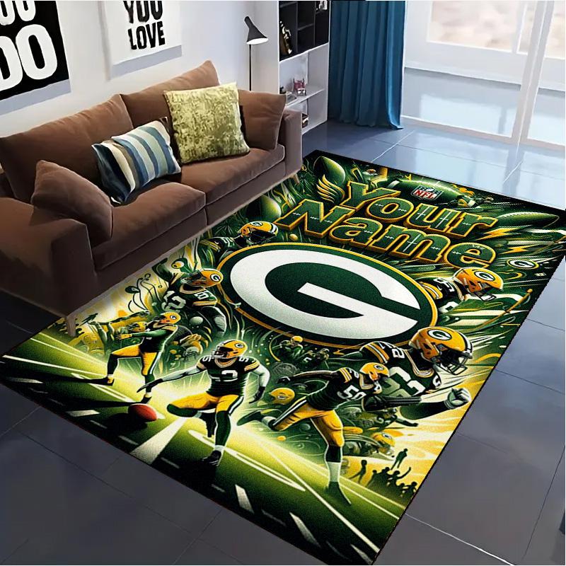 Name Custom Green Bay Packers Logo Carpet Rug for Living Room Bedroom Home Sofa Decoration,Kids play Non-slip Floor Mat