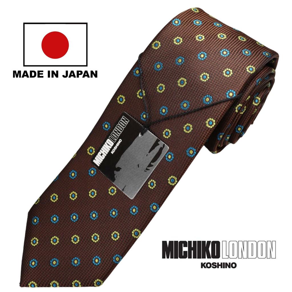 Michiko London Bonded Fabric with Lining for Made In KOSHINO Brand Komon Wrinkle-Resistant Volume, Japan, Necktie, Pattern, 100% Silk, Unisex, MKJ-038