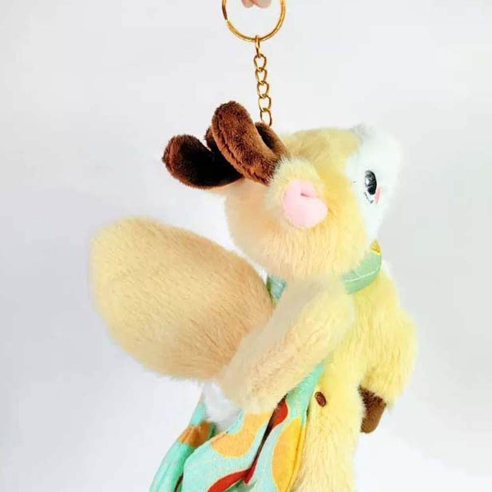 Soft Nine-Colored Deer Keychain Cartoon Plush Doll Key Ring Flying Cat Pendant Festival Gifts