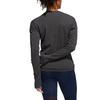 adidas Solid Color Round Neck Long Sleeve T-Shirt Women Tops Dark-Gray DQ1923