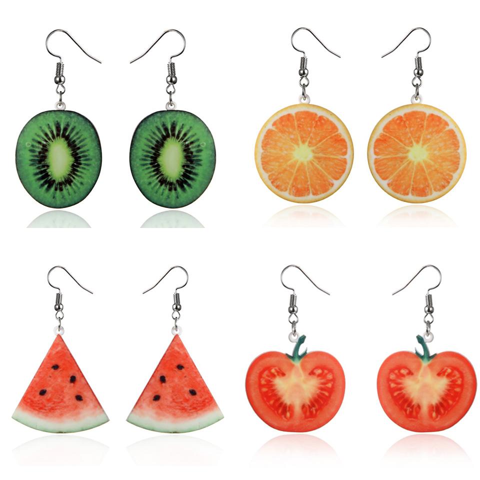 New Fashion Strawberry Cake Earrings For Women Resin Handmade Cute Watermelon Lemon Drop Earring Girl Birthday Ear Jewelry Gifts