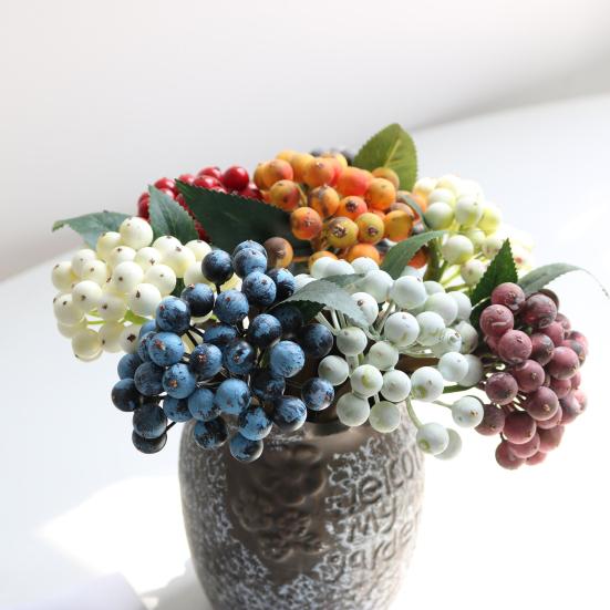 10 Inch Artificial Berry Picks Faux Blue/Red/Orange Berries Stem Farmhouse Rustic Fake Fruit Branch for Wedding Party Home Decor