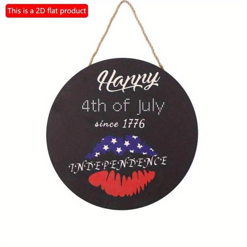 2D flat 20*20cm1pc Happy 4th of July Independence Day Theme Lips pattern wooden door pendant, Stars Symbol Patriotic Awesome Ornament for 4th of July