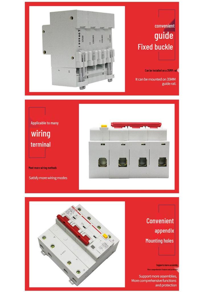 Delixi 380V 3P+N Circuit Breaker with Earth Leakage Protection