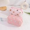 Cute Plaid Bow Bear Pen Case Cosmetic Bag Girly Makeup Storage Bag Portable Large Capacity Organizer Bag Student Stationery Gift