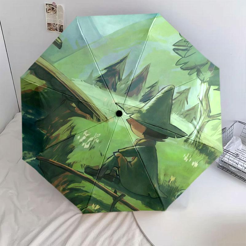 Snufkin pattern, automatic folding umbrella, portable and foldable design, 8 ribs, a Christmas or birthday gift.