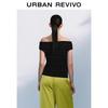 UR Women's Elegant Off-Shoulder Ruched Cropped T-Shirt