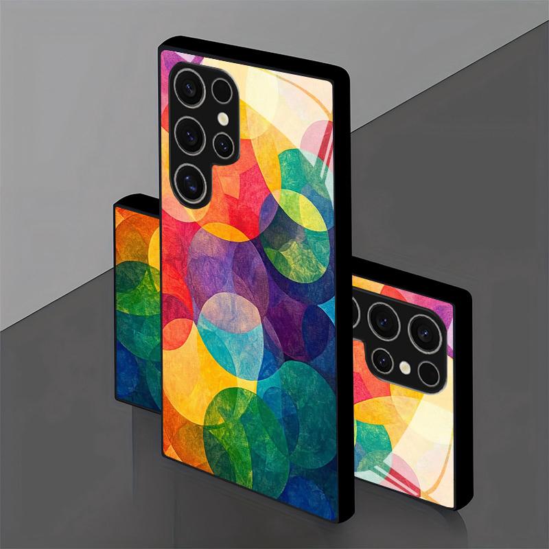 Abstract Colorful Pattern 2D Phone Case for Samsung S26 S25 S24 S23 S22 S21 S20 A56 A36 A16 - Durable Glass Protective Cover