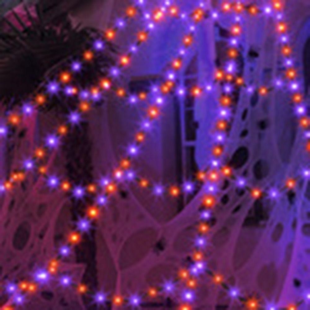 Waterproof Halloween Spider Web Lights 8 Modes Scary Giant Spider LED Spider Net  Garden Yard