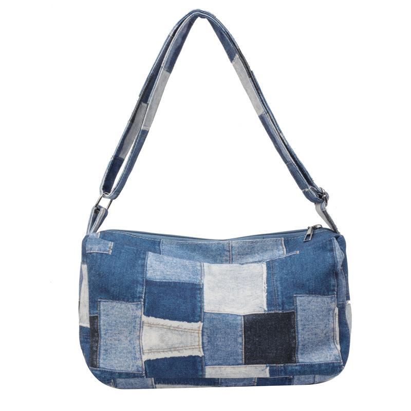 

Джинсовая холщовая сумка Женская сумка через плечо Пригородная большая сумка синий