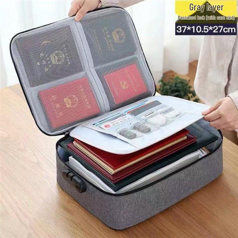 

Large Capacity Document Organizer Bag with Compartments for Passports, Certificates, and Miscellaneous Items
