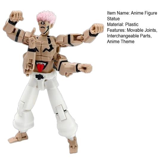 3D Printed Anime Figure Statue with Movable Joints, Interchangeable Parts Plastic Action Figurine for Desktop Decoration, Collectible Gifts for Fans