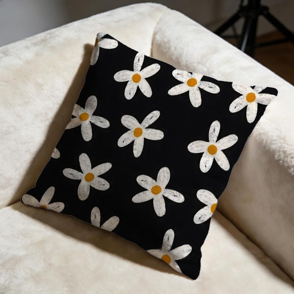 Daisy Flowers Cushion Cover Soft Decorative Pillow Case Suitable for Bedroom Sofa Car Travel Use