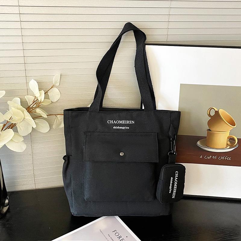 Large-capacity Versatile Bag Women's 2025 New Shoulder Canvas Portable Popular Texture Class Commuter Tote Bag Soft