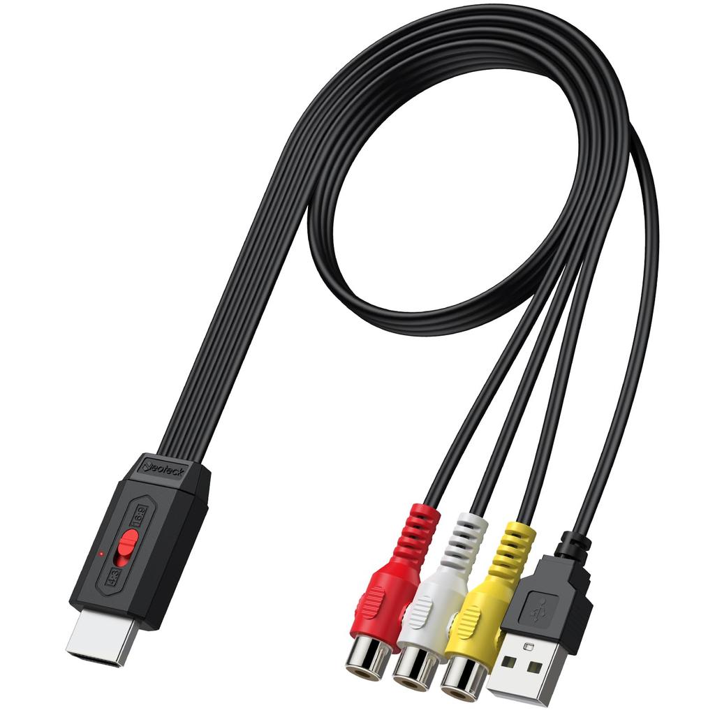 Neoteck RCA to HDMI AV to HDMI Supports 20cm RCA 3 Color HDMI Compatible with 3 Color Cord to Japanese Instruction Manual Included Converter,