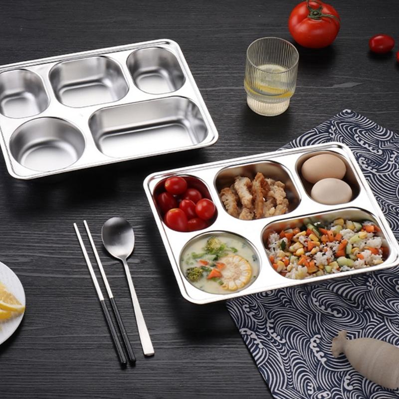 304 Stainless Steel Dinner Plate Serving Dish Rustproof Dishware For Family Outdoor Camping Kitchen Use