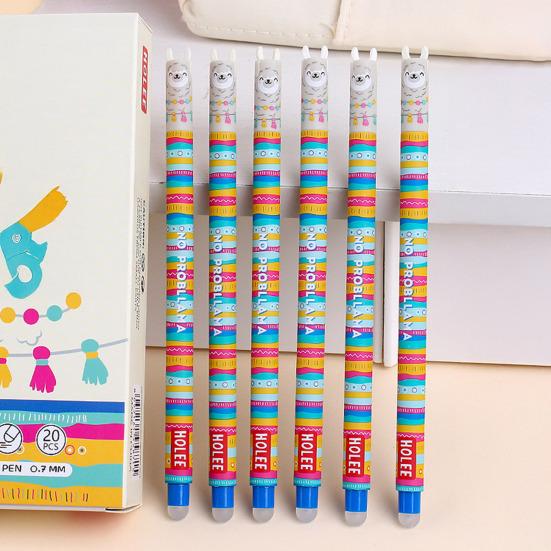 Smazatelná propiska 0,7 mm s černým inkoustem, s měkkým úchopem šetrným k pokožce, roztomilé zvířecí víčka, design s tlačítkem, doplňovatelné tužky, školní potřeby