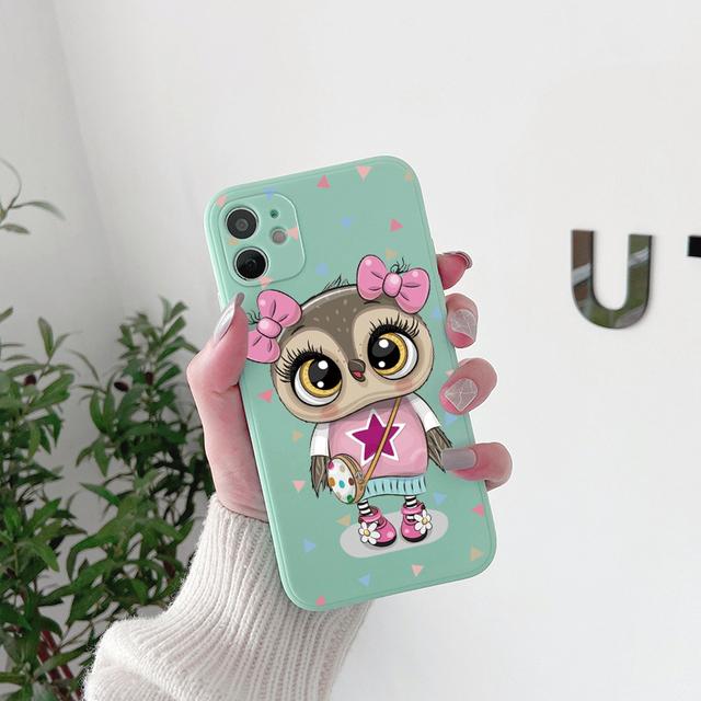 Cute Cartoon Animal Owl Case For Iphone Se2 Se3 2022 8 7 Plus X Xr Xs Soft Cover For Iphone 11 12 13 14 Pro Max Mini 14plus Capa