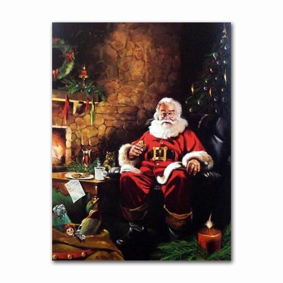 Happy New Year Christmas Series Canvas Painting Santa Lantern Posters and Prints Modern Wall Art Picture Bedroom Decoration