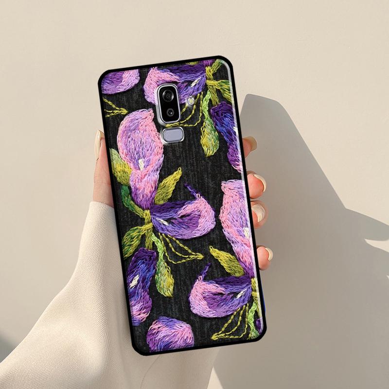 Embroidery Flowers Case For Samsung Galaxy J1 J3 J7 J5 2016 A3 A5 2017 J8 A7 A9 J4 J6 A6 A8 Plus 2018 Cover