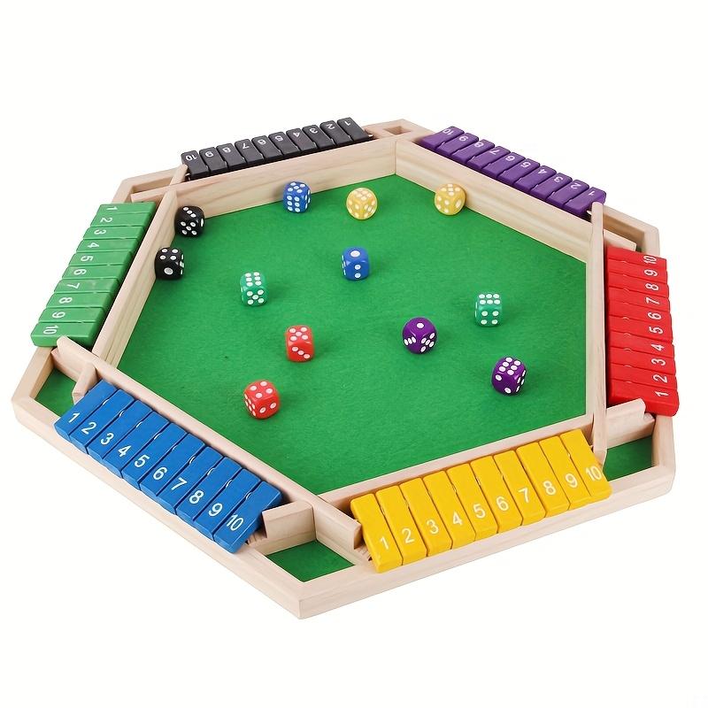 Dice Game Wooden Box with 12 Random Color Dice - 2-6 Player Tabletop Board Game, Handmade Family Entertainment Travel Souvenir, Dice Games for Adults