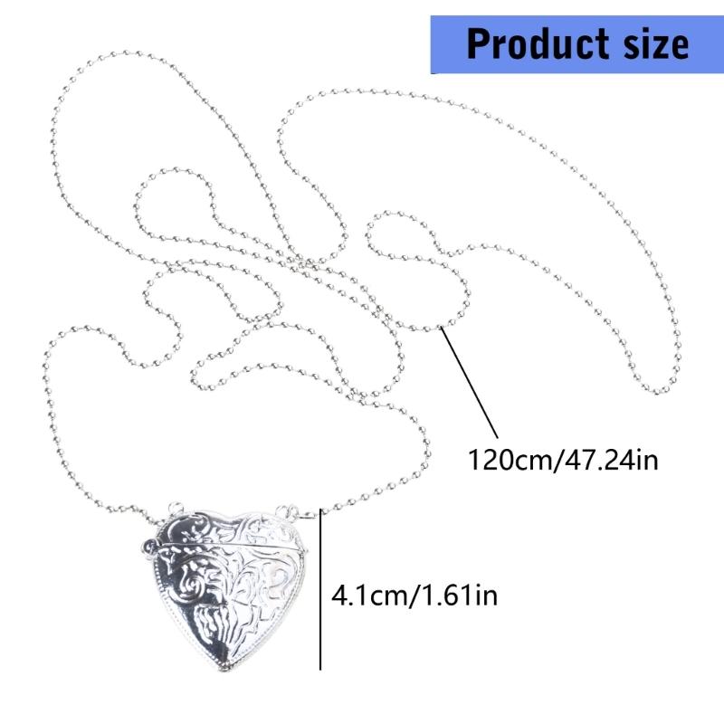 Elegant Heart Shaped Photo Locket with Chain Multifuntional Metal Crossbody Accessory Suitable for Decorating Outfits