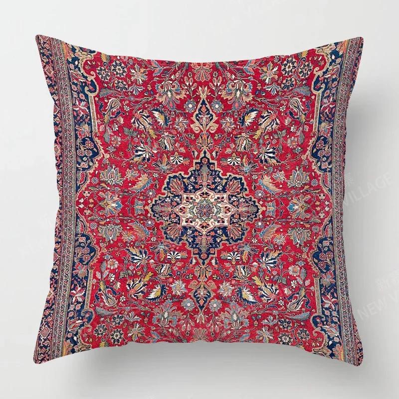 Home Decor Colorful Ethnic Pattern Digital Print Pillow Covers Pattern Cushion Cover Suitable for Sofa Bedroom Car Pillow Cover